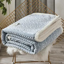 Stripes Milk Fleece Autumn Winter Warm Blankets for Bed Sofa Snowflake Velvet Warmth Blanket Soft Cozy Thick Throw Blankets 240226