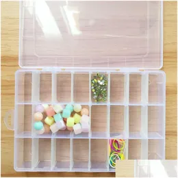 Caixas de armazenamento Caixas destacáveis ​​caixa de plástico transparente 24 grades jóias maquiagem ao ar livre anti-poeira selada entrega casa jardim h dhx2s