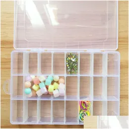 Aufbewahrungsboxen Bins Abnehmbare transparente Kunststoffbox 24 Gitter Schmuck Make-up Outdoor Anti-Staub versiegelt Drop Lieferung Home Garden H Dhx2S