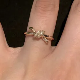 Designer knot ring classic luxury diamond ring women Titanium steel Gold-Plated engagement wedding Jewelry size 6-8