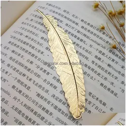 Bokmärke grossist Diy Metal Feather Bookmarks Dokumentbok Mark Label Golden Sier Rose Gold Office School Supplies Drop Delivery B DH5FI