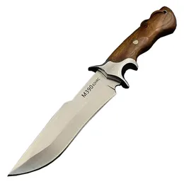 Top Quality A2285 Straight Knife D2 Satin Straight Point Blade Rosewood with Steel Head Handle Outdoor Survival Tactical Knives with Leather Sheath