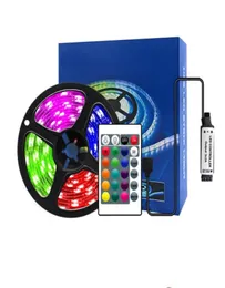 LED Smart Light Strip Set with 5050 RGB Waterproof Colorful USB 24 Keys IR Remote Control TV Background Desk Decor Sn Atmosphere Light 1M 2M 3M7057330