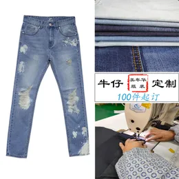 Designer Men's Jeans, Blue Straight Tube Splashed Ink Hole Pants, Jeans