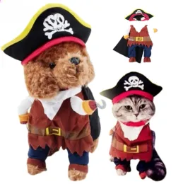 Jackor Intressant Halloween Pet Dog Costume Pirate Set Rollspelning liten och medelstor hund katt chihuahua valp dräkt