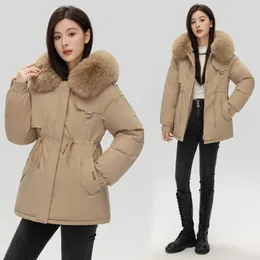 Women's Trench Coats CoatsParkas Women Cotton Coat 2024 Winter Jacket Fashion Warm Thicke Mid Long Velvet Lining Padded Female Out