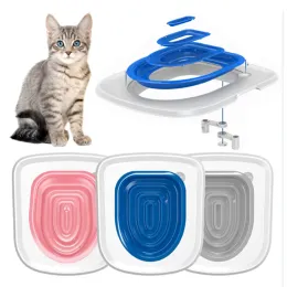 箱2023最新の猫トイレトイレトレーナー、猫のごみなしの再利用可能な猫のごみ箱、猫のトイレツールを教えるユニバーサルトレーニング