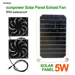مراوح ألواح الطاقة الشمسية الشمسية 5W تبريد الأليفة نظام التهوية الشمسية توليد الطاقة لوحة الهاتف المحمول شحن Sunpower Cell ETFE عملية