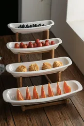 Dishes Plates Step Shape Ceramic Bowl Set Dessert Plate Wooden Ladder Fruit Dish Dinner Porcelain Cake Tray Tableware8782499