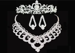 Brudkronor tillbehör tiaras hårhalsband örhängen tillbehör bröllop smycken set billig modestil brud ht1431564995