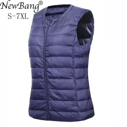 Waistcoats NewBang Brand 6XL 7XL Large Size Waistcoat Women's Warm Vest Ultra Light Down Vest Women Portable Sleeveless Winter Warm Liner