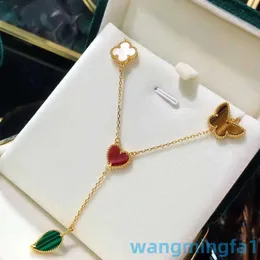 2024 Designer Vans Four-Leaf Chaohua Necklace 925 Sterling Silver Plated 18k Gold Clover Fary Love Leaf Tassel Chain Chain