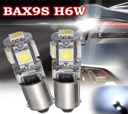 4 unidades BAX9S H6W 5SMD carro LED lâmpada lateral traseira estacionamento luzes interiores lâmpadas 6000K erro canbus 12V4531926