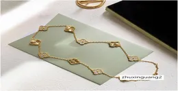 Fashion New Four Leaf Clover Zircon Gold Pendant LONG Necklace Brand Luxury Designer Jewelry FOR WOMEN Box4680508