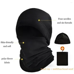 Berets Bonnet Hat Scarf Thermal Head Cover Fleece Balaclava Ear Protection Winter Face Mask Beanies Men Cap Pullover