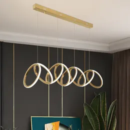 Moderne Luxus-Ring-LED-Pendelleuchten für Esszimmer, Küche, Beleuchtung, Glanz, Dekor, Kronleuchter, Innenbar, Hängeleuchten