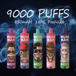 2024 NYA RUM BAR TORNADO 9000 PULDS Engångsvape 18 ml Mesh -spole Uppgraderad version Justerbara ECIGs med utbytbar POD -patron luftflöde