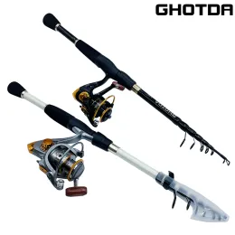 Combo Ghotda 1.62.4M Telescopic Lure Rod With Spining Reel combination High Speed Reel DC1000/2000/3000/4000Series