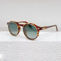 Montature per occhiali da sole Montature per occhiali da sole di alta qualità di lusso vintage moda clip in acetato Miltzen lenti polarizzate design retrò rotondo donna uomo occhiali UV400