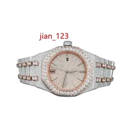 Moissanite Iced Out VVS Diamond Automatic Movement Luxury Handgjorda herrar Watch Full Ice Out Diamond Hip Hop Mens Womens Watch