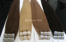 16quot 18quot 20quot 22quot 24quot 100g 40 pezzi INDIAN REMY Hair Nastro PU in colla per capelli Trama della pelle Estensione dei capelli Qualsiasi colore i3537330