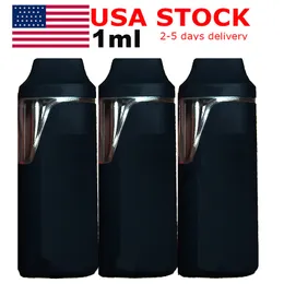 USA Stock 1ML engångsvapen Vape Pen E-cigarett Mini Pod Box Pens vagnar Tjock olja Tom Snap On Tips USB RADERABLE 280mAh Battery Ceramic Coil Vaporizer Black Penns