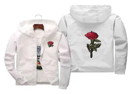 QSuper Rose Bomber Giacca da uomo Hip Hop Slim Fit Fiori Pilota da uomo Cappotto da uomo039s Giacche con cappuccio Abbigliamento maschile di marca 2202104720294