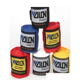 Schutzausrüstung 2 Stück Baumwollband Boxen Sanda Muay Thai Mma Taekwondo Bandage Handbandagen 177Quot4519681 Drop Lieferung Sport im Freien Dhqay