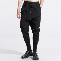 Pants Original Men's Darkwear Punk Style Techwear Pencil Pants Fashion Personlighet Skär Splicing Slim Tide Trousers