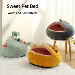 Mats Sweet Winter Pet Cat Bed Round Cat Cushion Cat House 2 in 1 Warm Cat Basket Cat Sleep Bag Cat Nest Kennel for Small Dogs Cats
