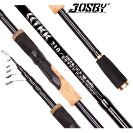 Rods JOSBY 1.6m2.4m Multifunction Portable Fishing Rod Carbon Wooden Handle Spinning Rod Carp For Fresh Salt Water Fishing Fish Pole