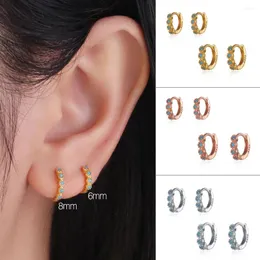 Hoop Earrings 6/8mm Small 925 Sterling Silver For Women Gold/Rose Gold Plated Female Girl Ear Bone Piercing Fine Jewelry