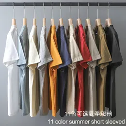 2024 New Summer Solid Color Short sleeved T-shirt Men's Slim Fit Classic Versatile Inner Matching Top Unisex Women