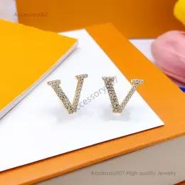 designer jewelry earingwomen gold earrings designer brand earrings charm 18K gold jewelry festival gift diamond small earrings with box