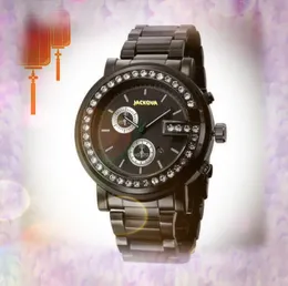 Wielki rozmiar szkieletowy szkielet zegarek zegarek stali nierdzewnej opaska Męskie damskie kalendarz kwartalny ruch