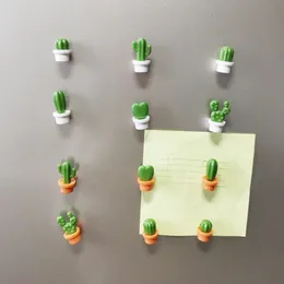 6 pçs cactus geladeira ímã adesivo magnético 3d bonito planta suculenta placa de mensagem lembrete decoração para casa cozinha 240227