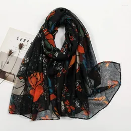 Schals 2024 Spanien Mode Gänseblümchen Blumen Quaste Viskose Schal Schal Dame Druck Weiche Pashmina Stola Wrap Snood Bufandas Muslimischen Hijab sjaal