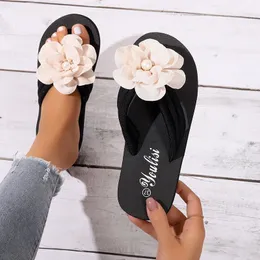 Für 176 Sommer Beach Frauen Schuhe Mode Flower Womens Wedges Pantoffeln Römische Damen lässige Flip Flops weibliche Flachrutschen 240 29 s