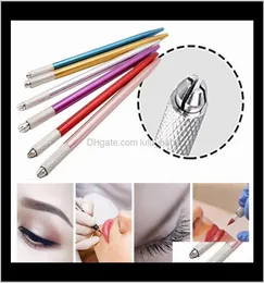 100pcs semipermanent makeup pen 3d تطريز الماكياج اليدوي أداة الوشم الحاجب microblade القلم 5 ألوان jdpru w95rk7915359