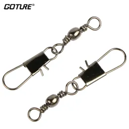 Fishhooks Goture 200pcs/lot Fishing Swivel With Interlock Snap Fishhooks Sea Rock Barrel Swivels Fish Hook Fishing Equipment