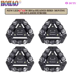 HOHAO 0 Duty 4x 2024 New Hot Disco DJ Club Stage Lighting 9 Head Bird Beam Laser Light New lasers + Strobe Effect 3-in-1 9x12w 4in1 RGBW Lamps