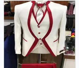 White Red Rim Stage Clothing For Men Suit Set Mens Wedding Suits Costume Groom Tuxedo Formal Jacketpantsvest Y2010266691546