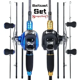 إكسسوارات Sougayilang Cathing Rod Reel Combos 1.8m /2.1m ألياف الكربون M قم بتقديم قضبان الصيد 17+1BB بكرات Baitcast