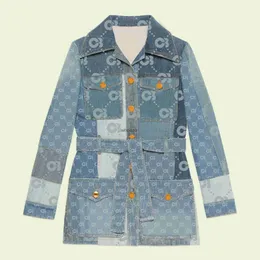 Kadın Ceket Ceketleri Lüks Tasarım Yeni Tam Baskı Denim Patchwork Şort Etek Setleri Conjuntos de Falda Çift 240301
