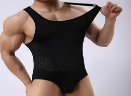 Men039s Gym Bodys Sexy New Body Building Teddies Teddy Bikini Bodysuits Mesh OnePiece Suits Body Suit Shapers3997623