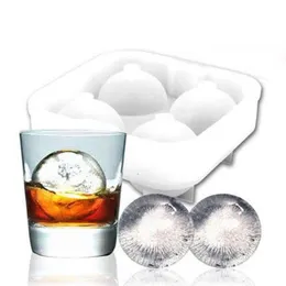 Hochwertige Eisbälle Maker Utensilien Gadgets Form 4 Zellen Whiskey Cocktail Premium Runde Kugeln Bar Küche Party Tools Tablett Cube2911