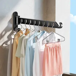 Hangers No-hole Drying Rod Balcony Invisible Rack Window Folding Bathroom Wall-mounted Hanging Clothes