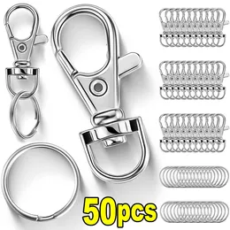 Keychains 50PCS Swivel Clasps Lanyard Snap Hooks Key Chain DIY Gold Silver Plated Lobster Clasp Keyring Making Bag Pendant Handcrafts
