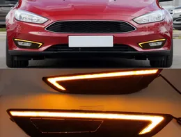 1SET LED DRL Yellow Turn Signal Daytime Running Lights Fog Lamps Cover for Ford Focus 2015 2016 2017 20186791503