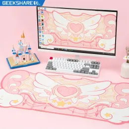 パッドGeekshareコンピューターゲームマウスパッドビッグサイズ84*37cm Kawaii Pink Star Wings Desk Pad Office Table Mat Antislip Waterproof Mats